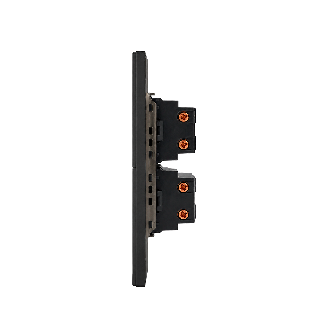 PLACA APAGADOR DOBLE INTERRUPTOR 3 VÍAS NEGRO LUXURY ARTLITE APL-602