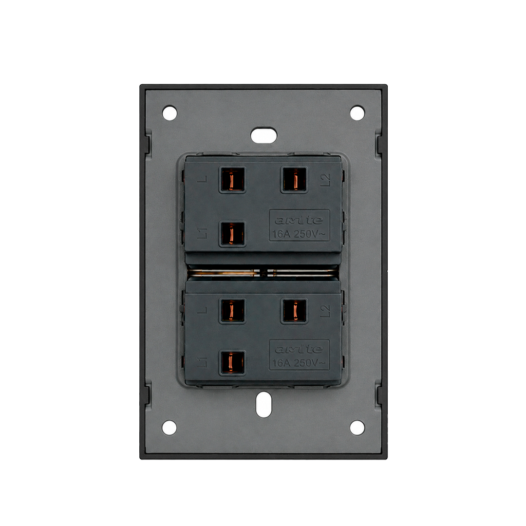 PLACA APAGADOR DOBLE INTERRUPTOR 3 VÍAS NEGRO LUXURY ARTLITE APL-602