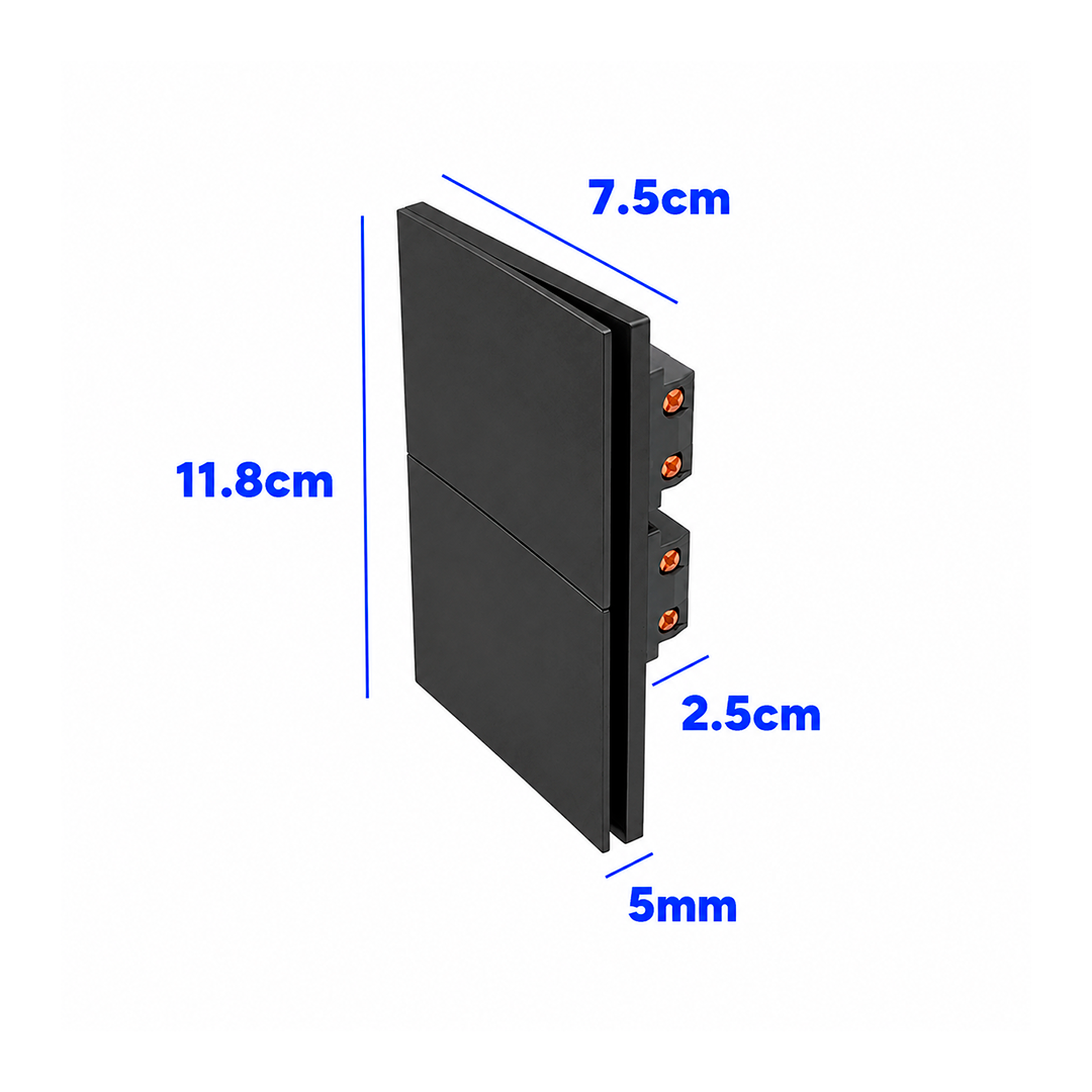 PLACA APAGADOR DOBLE INTERRUPTOR 3 VÍAS NEGRO LUXURY ARTLITE APL-602
