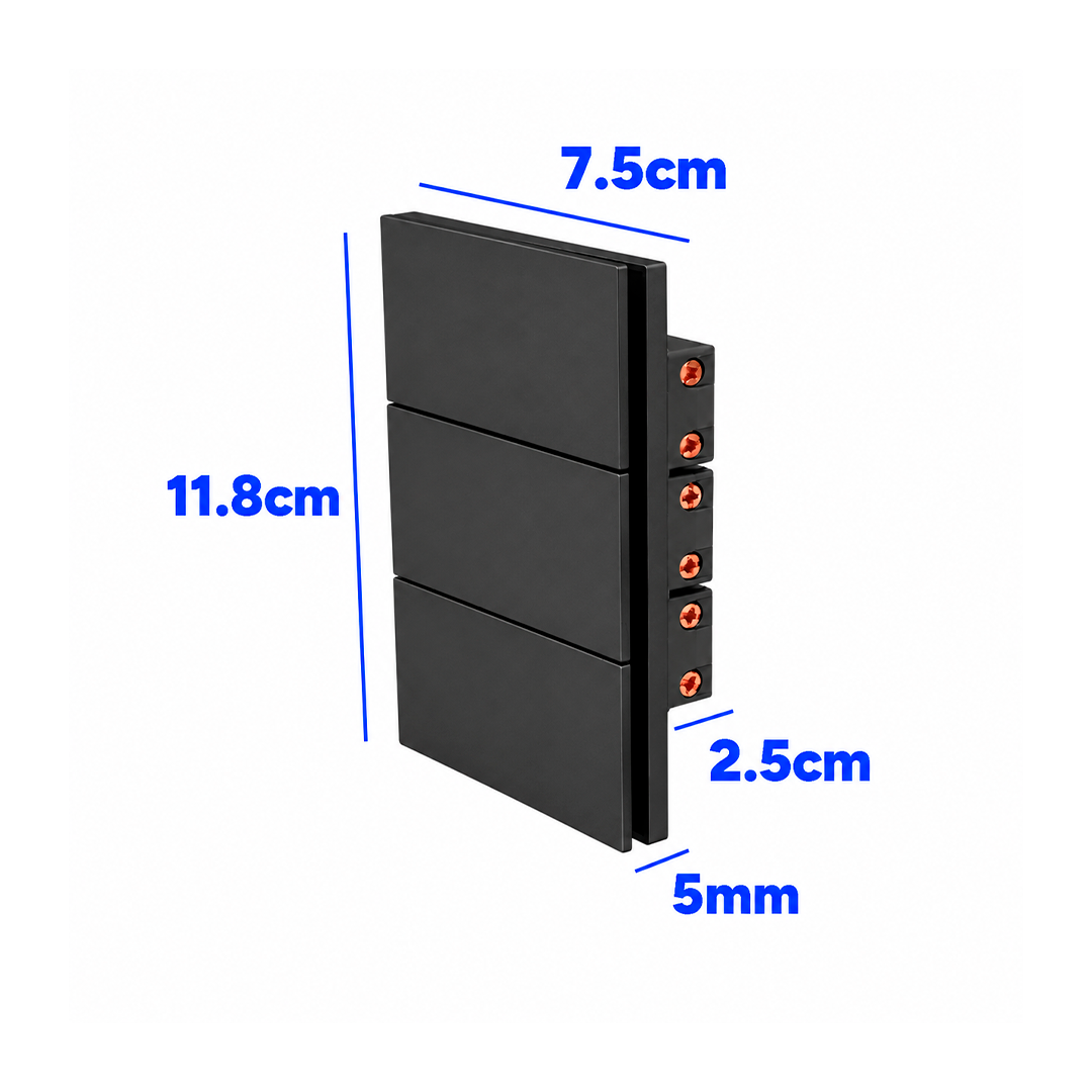 PLACA APAGADOR TRIPE INTERRUPTOR 3 VÍAS NEGRO LUXURY ARTLITE APL-603