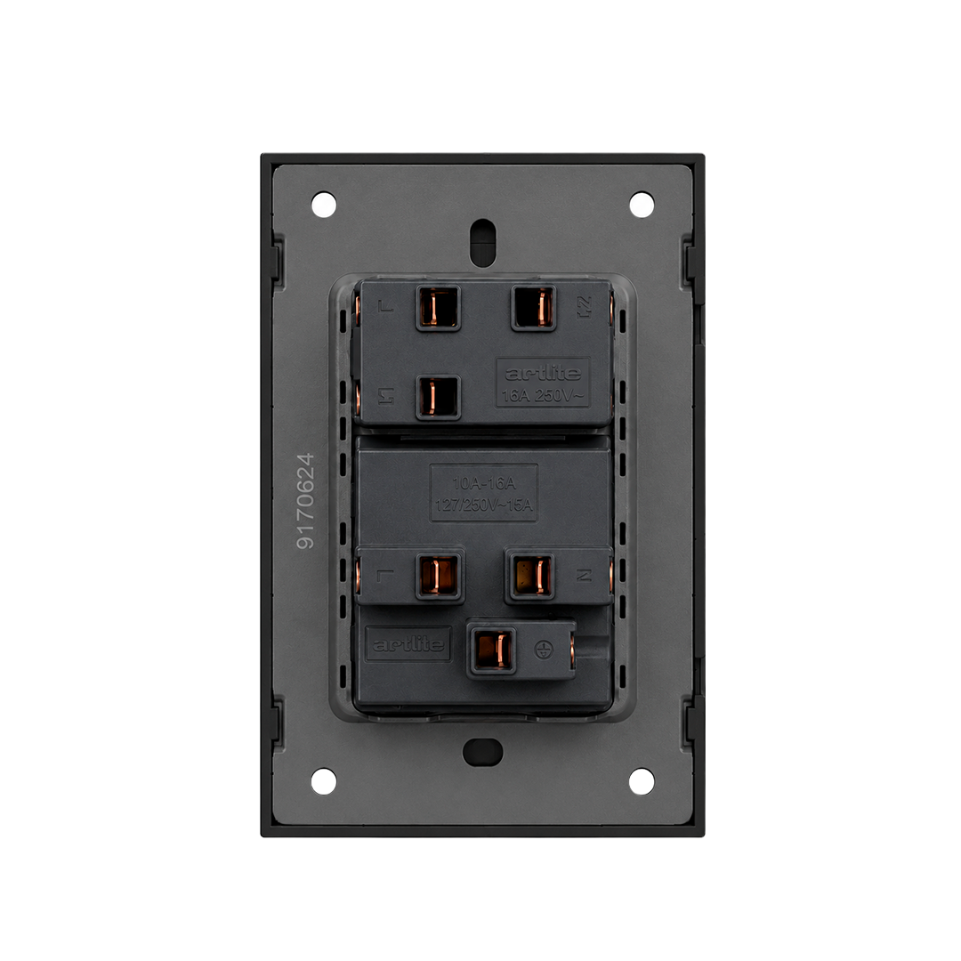 PLACA CONTACTO + APAGADOR NEGRO LUXURY ARTLITE APL-605