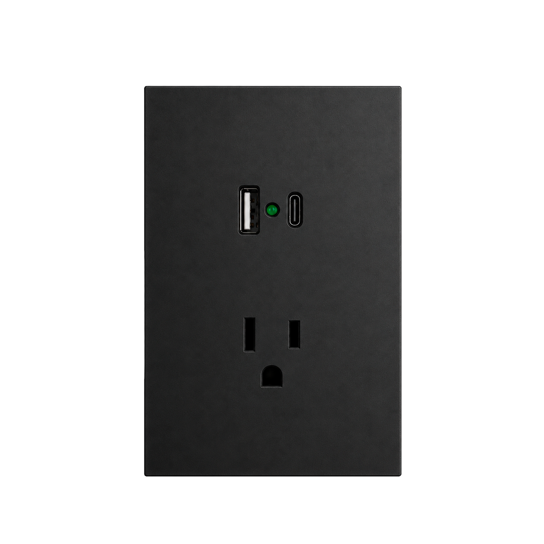 PLACA CONTACTO + USB A + USB C NEGRO LUXURY ARTLITE APL-607