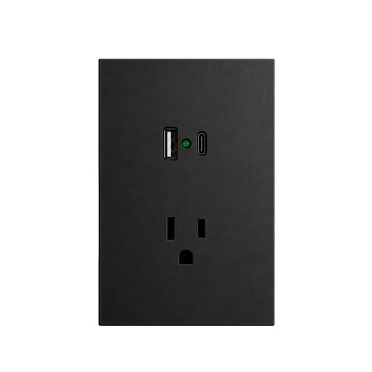 PLACA CONTACTO + USB A + USB C NEGRO LUXURY ARTLITE APL-607