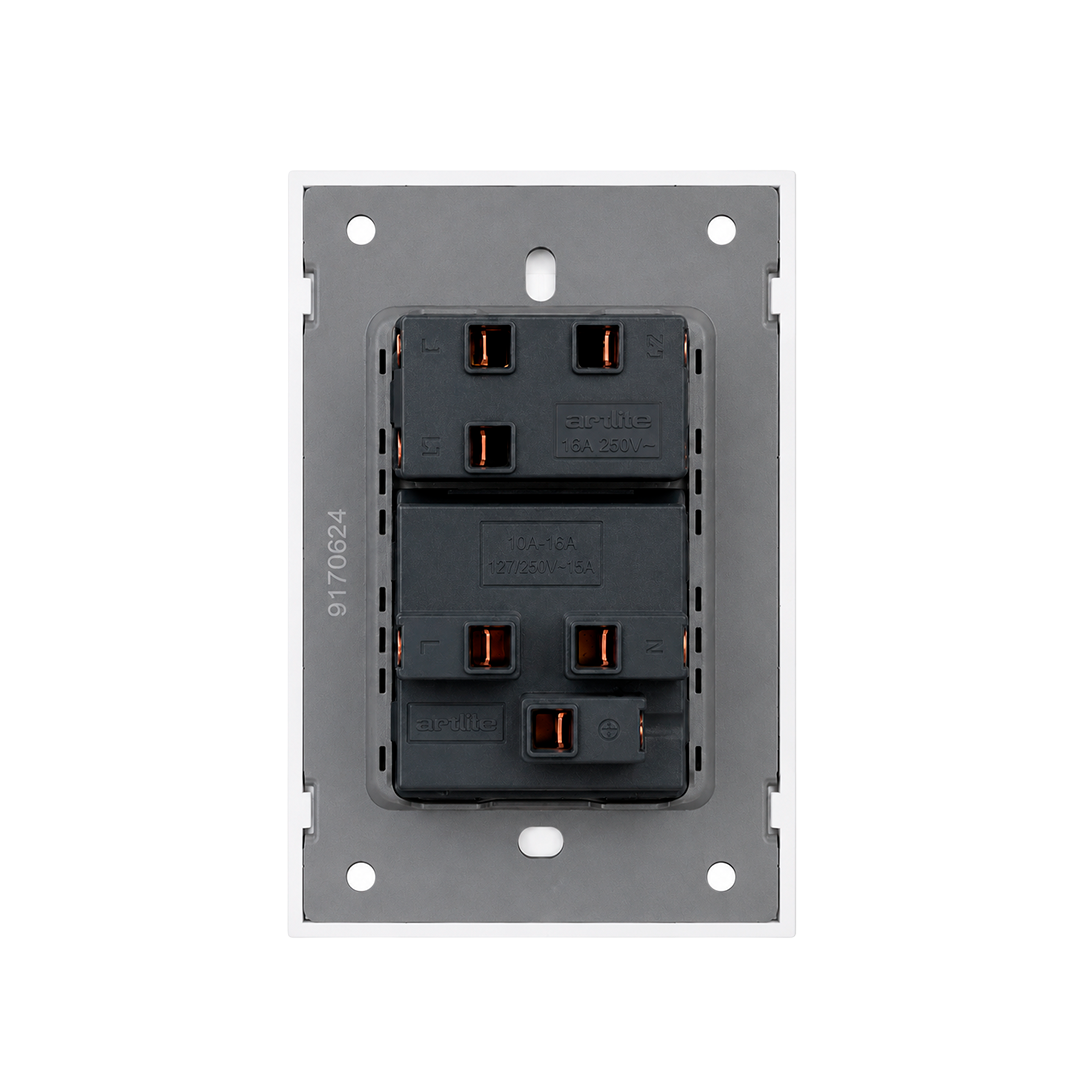 APAGADOR SENCILLO CON CONTACTO BLANCO 3 VIAS LUXURY ARTLITE APL-705