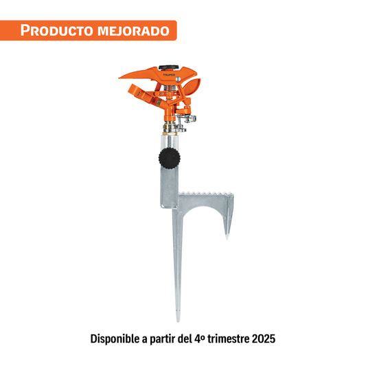Aspersor metálico 14' dos vías, reforzado, estaca de escalón, Truper, SKU 10323