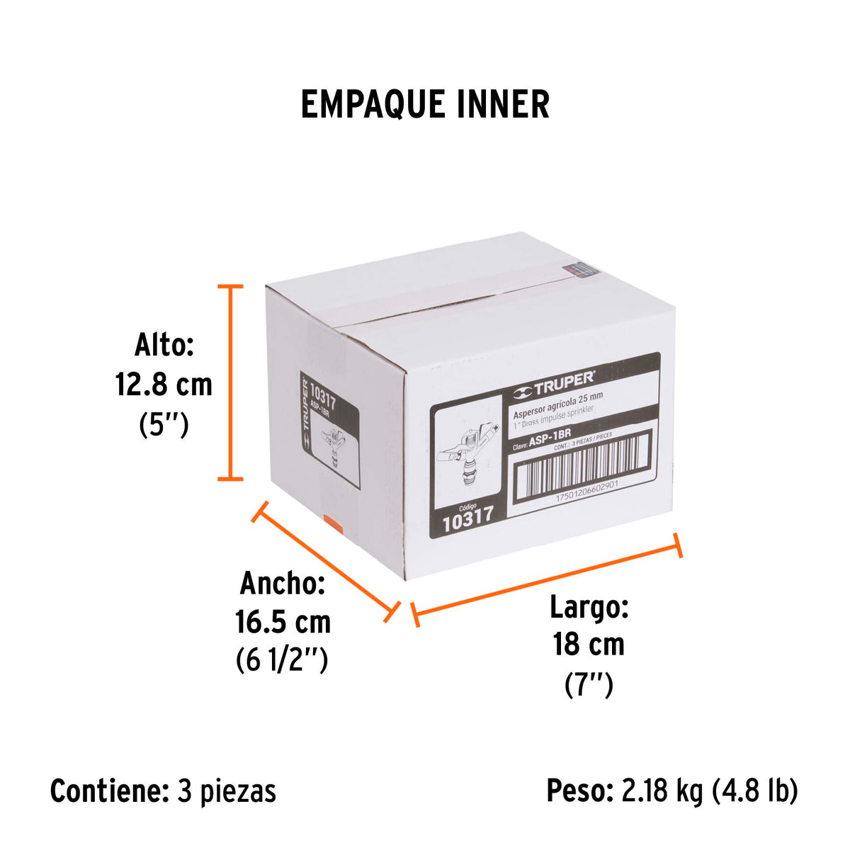 Aspersor agrícola de 1' fundido en latón, TRUPER, Truper, SKU 10317 — vista 6