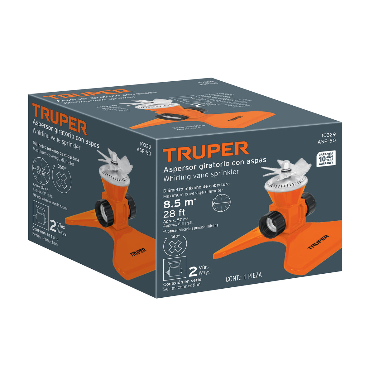 Aspersor base metálica, con aspas de aluminio, TRUPER, Truper, SKU 10329 — vista 2