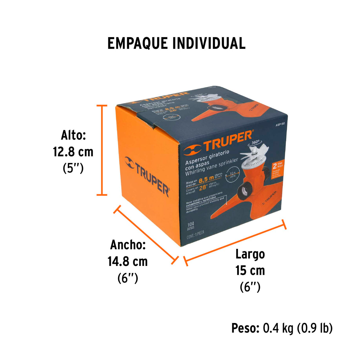 Aspersor base metálica, con aspas de aluminio, TRUPER, Truper, SKU 10329 — vista 5