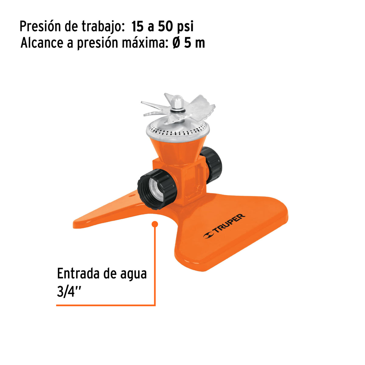 Aspersor base metálica, con aspas de aluminio, TRUPER, Truper, SKU 10329 — vista 4