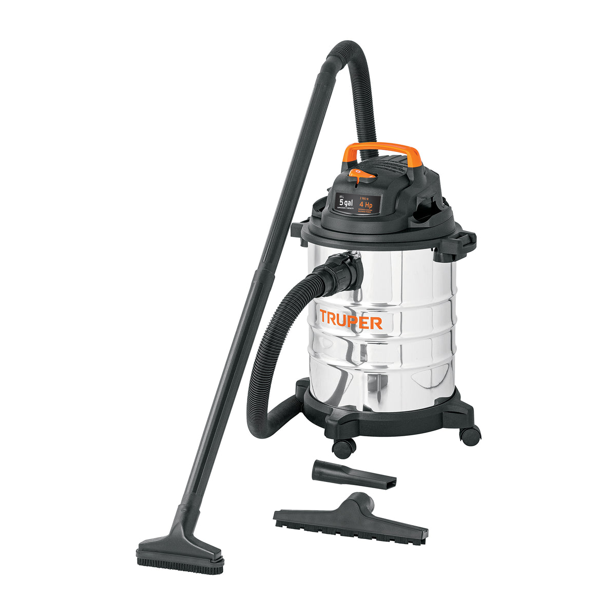 Aspiradora de sólidos y líquidos, 5 gal, acero inox, TRUPER, Truper, SKU 101523