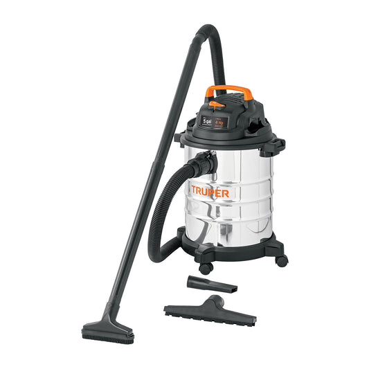 Aspiradora de sólidos y líquidos, 5 gal, acero inox, TRUPER, Truper, SKU 101523