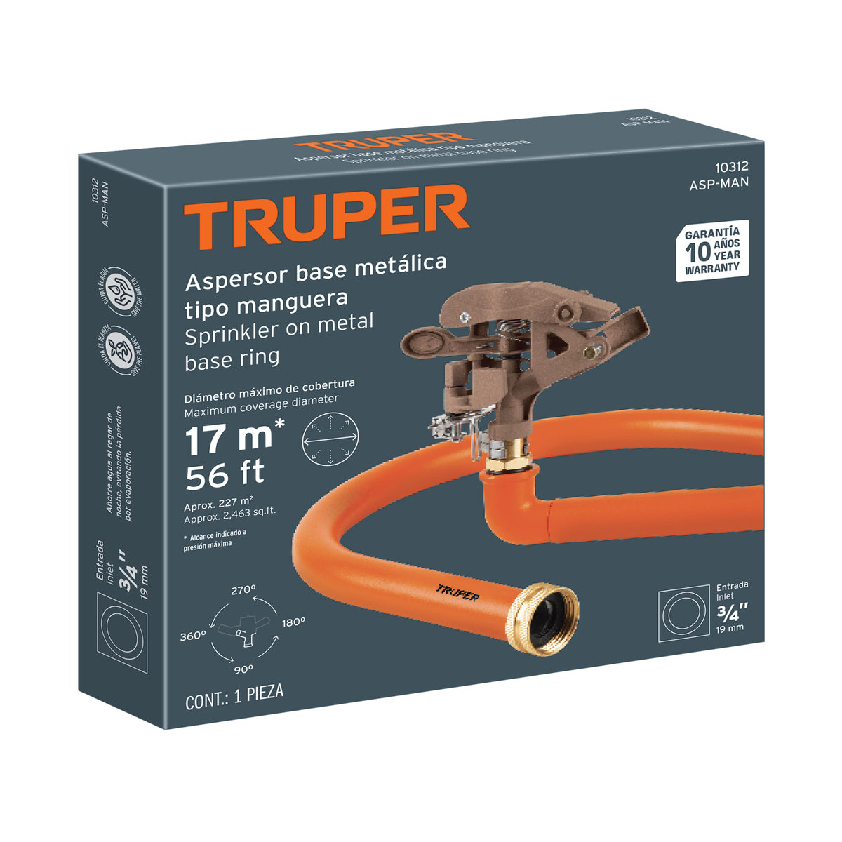 Aspersor base metálica, tipo manguera, TRUPER, Truper, SKU 10312 — vista 2