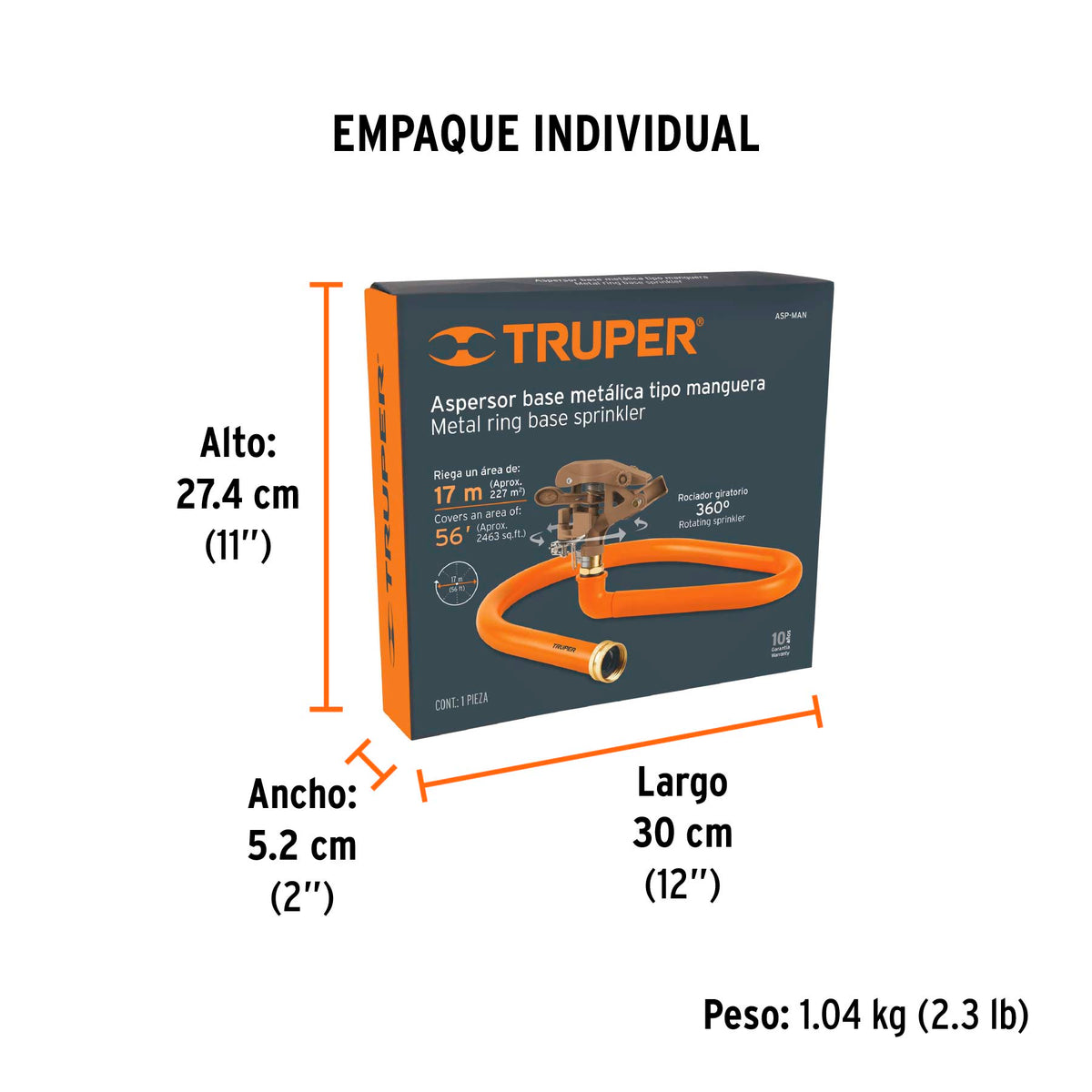 Aspersor base metálica, tipo manguera, TRUPER, Truper, SKU 10312 — vista 5