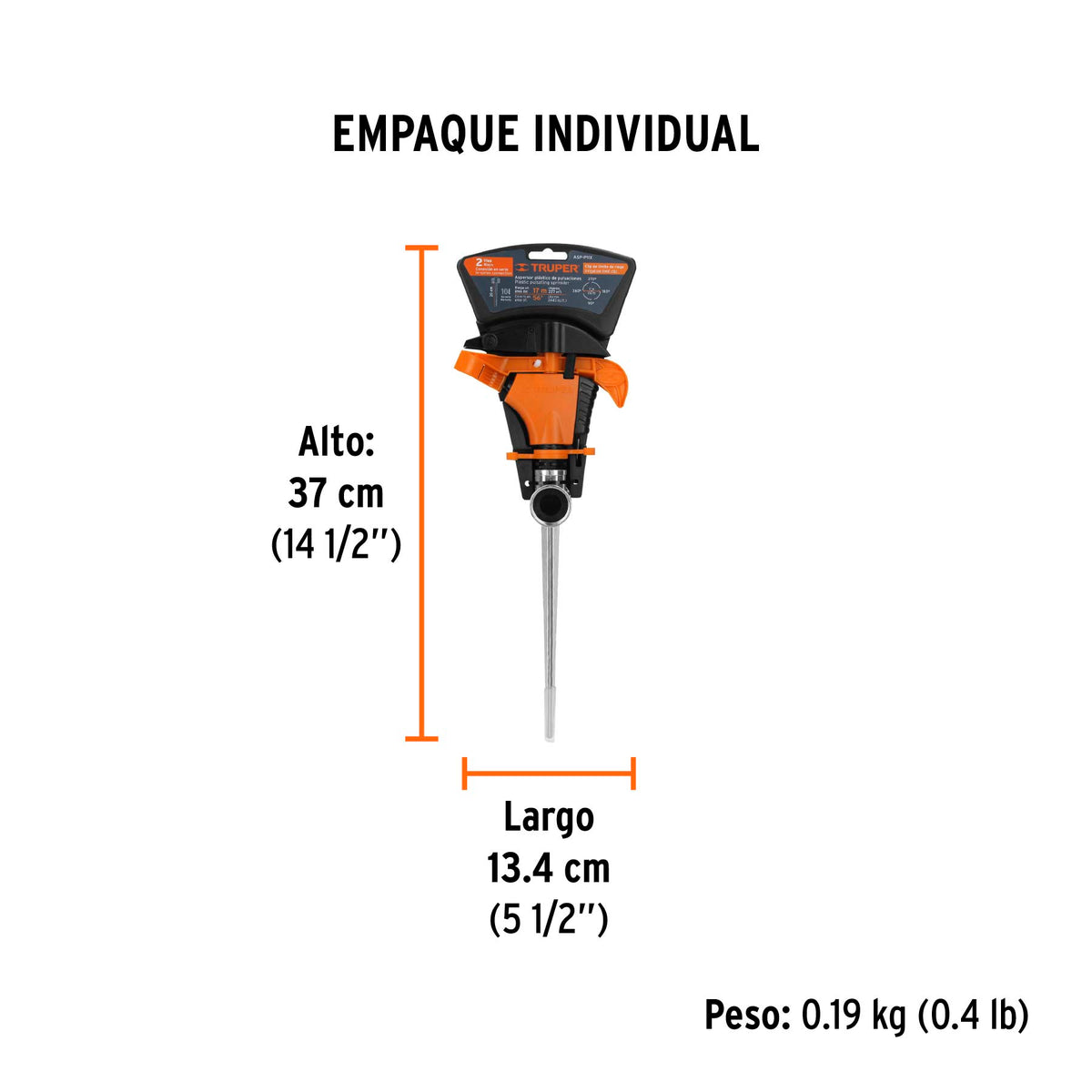 Aspersor plástico 11', dos vías, estaca metálica, TRUPER, Truper, SKU 10339 — vista 5