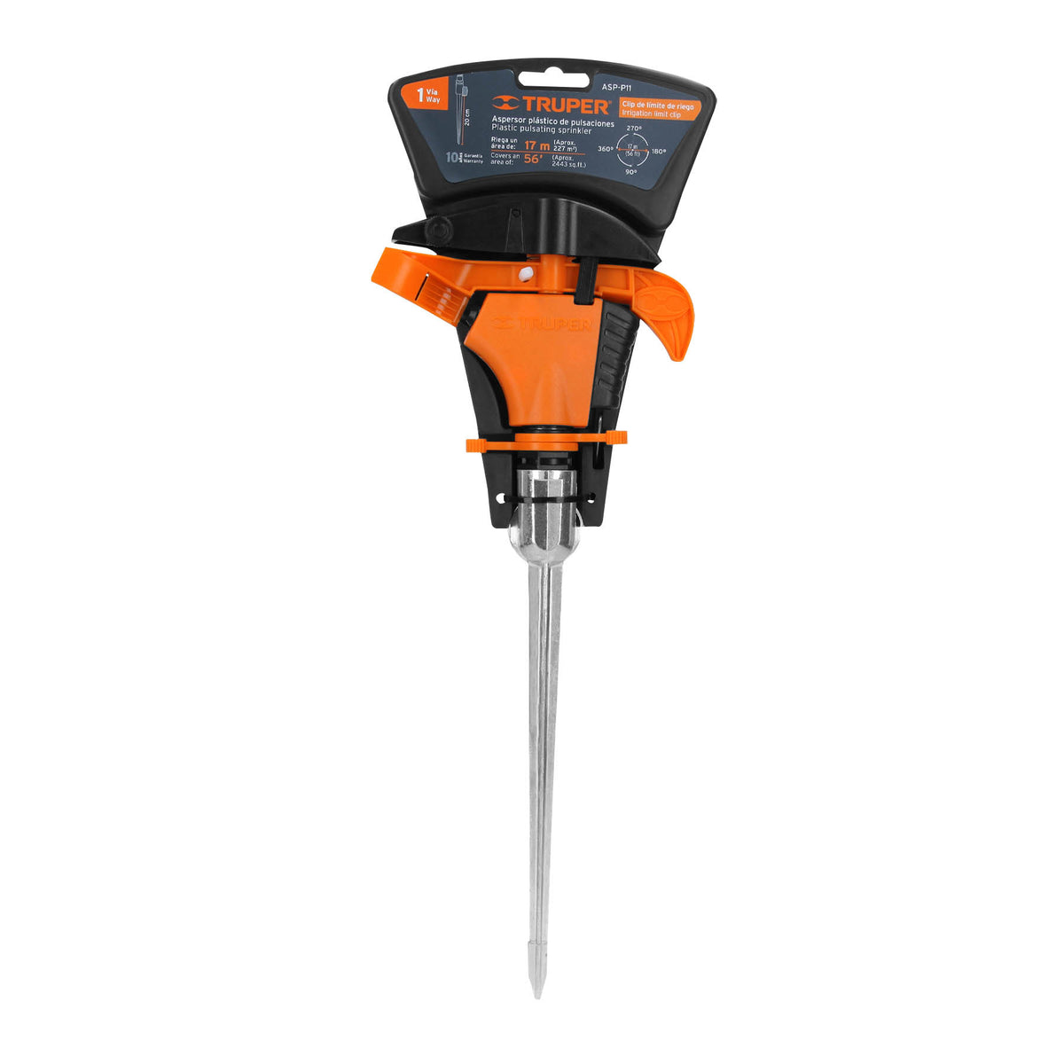 Aspersor plástico 11', una vía, estaca metálica, TRUPER, Truper, SKU 10336 — vista 2