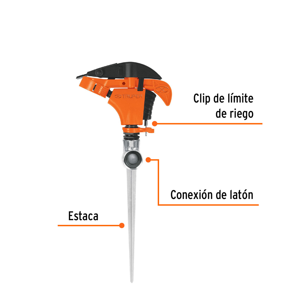 Aspersor plástico 11', una vía, estaca metálica, TRUPER, Truper, SKU 10336 — vista 3