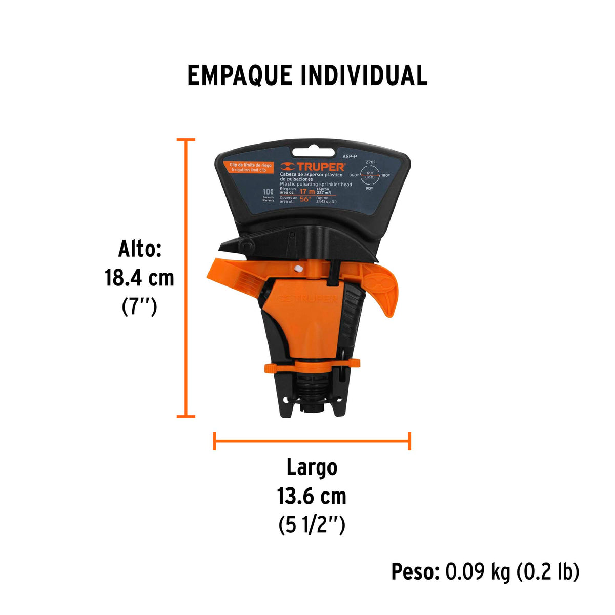 Aspersor plástico cabeza sola, TRUPER, Truper, SKU 10333 — vista 5