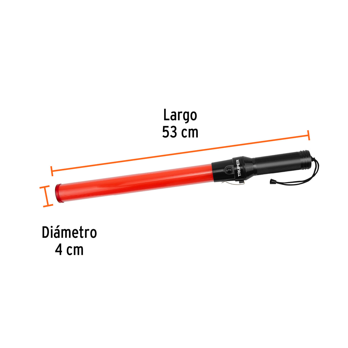 Bastón luminoso de 53 cm con luz LED y clip para cinturón, Truper, SKU 101219 — vista 3