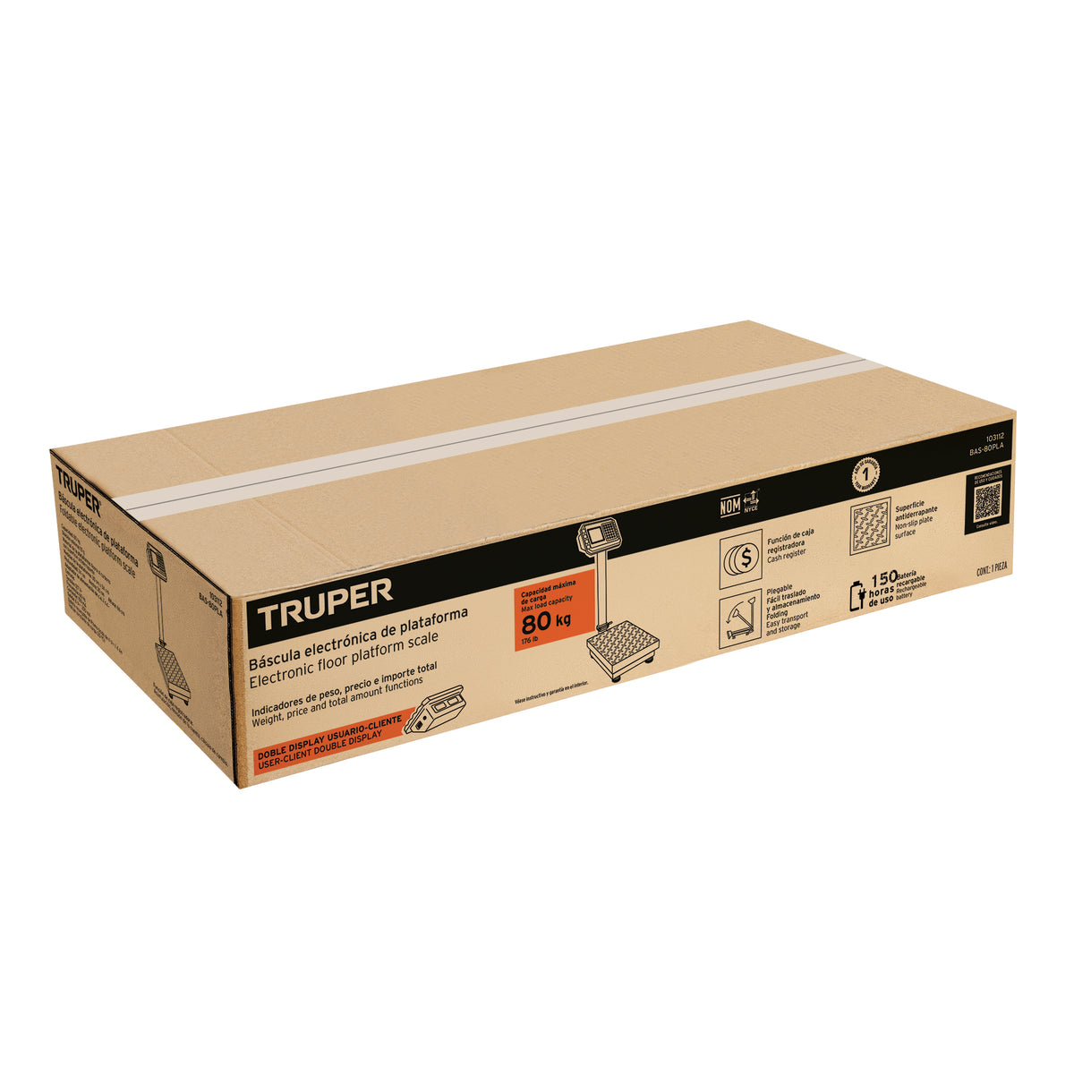 Báscula electrónica de plataforma p/mostrador, 80 kg, TRUPER, Truper, SKU 103112 — vista 2