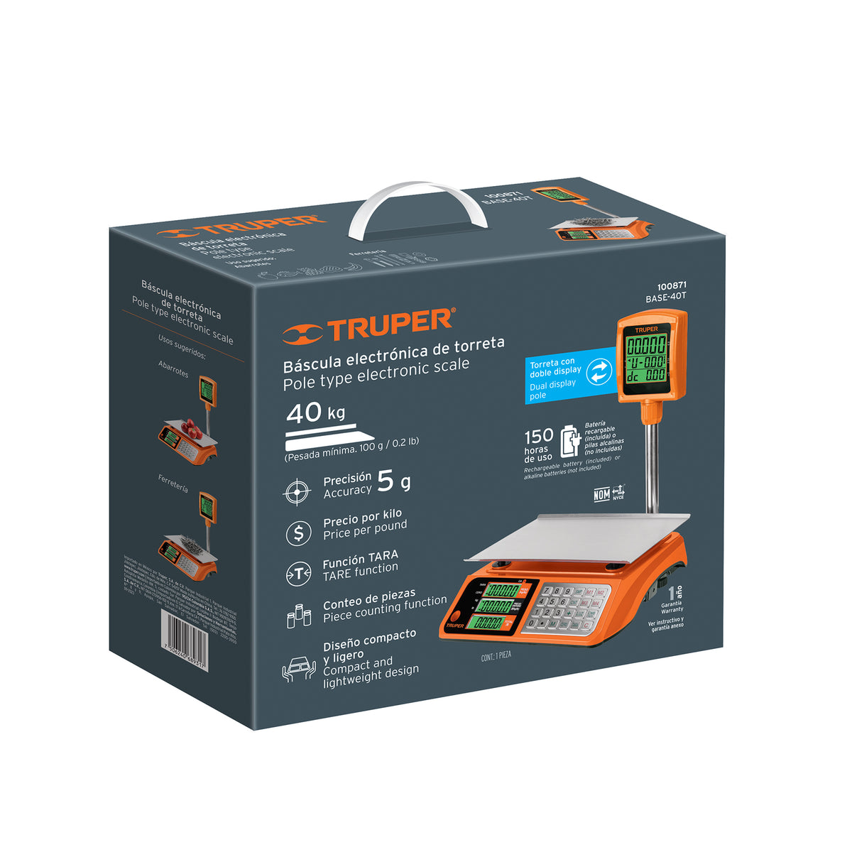 Báscula electrónica multifunciones con torreta 40 kg, TRUPER, Truper, SKU 100871 — vista 2