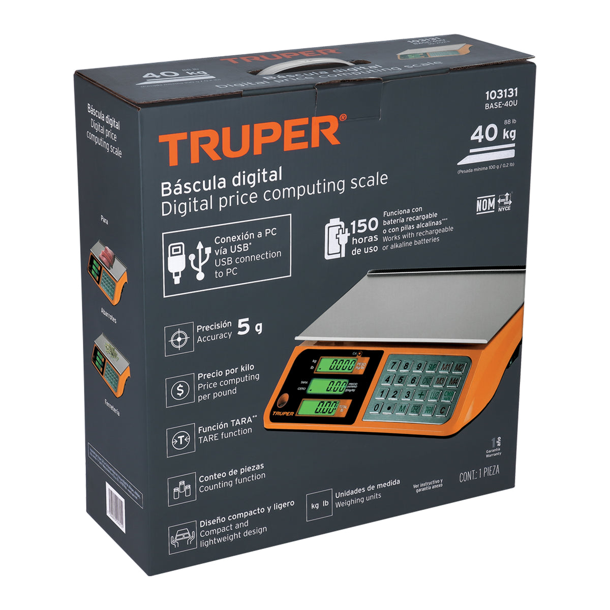 Báscula electrónica multifunciones 40 kg USB, TRUPER, Truper, SKU 103131 — vista 2