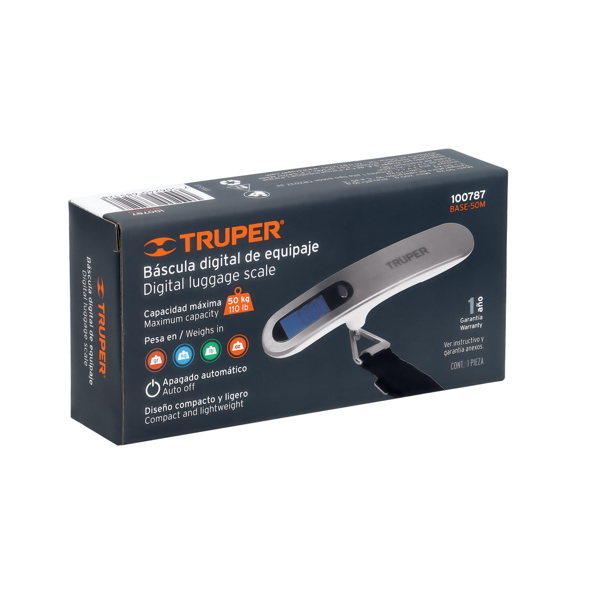 Báscula electrónica para equipaje, de pilas, 50 kg, TRUPER, Truper, SKU 100787 — vista 2