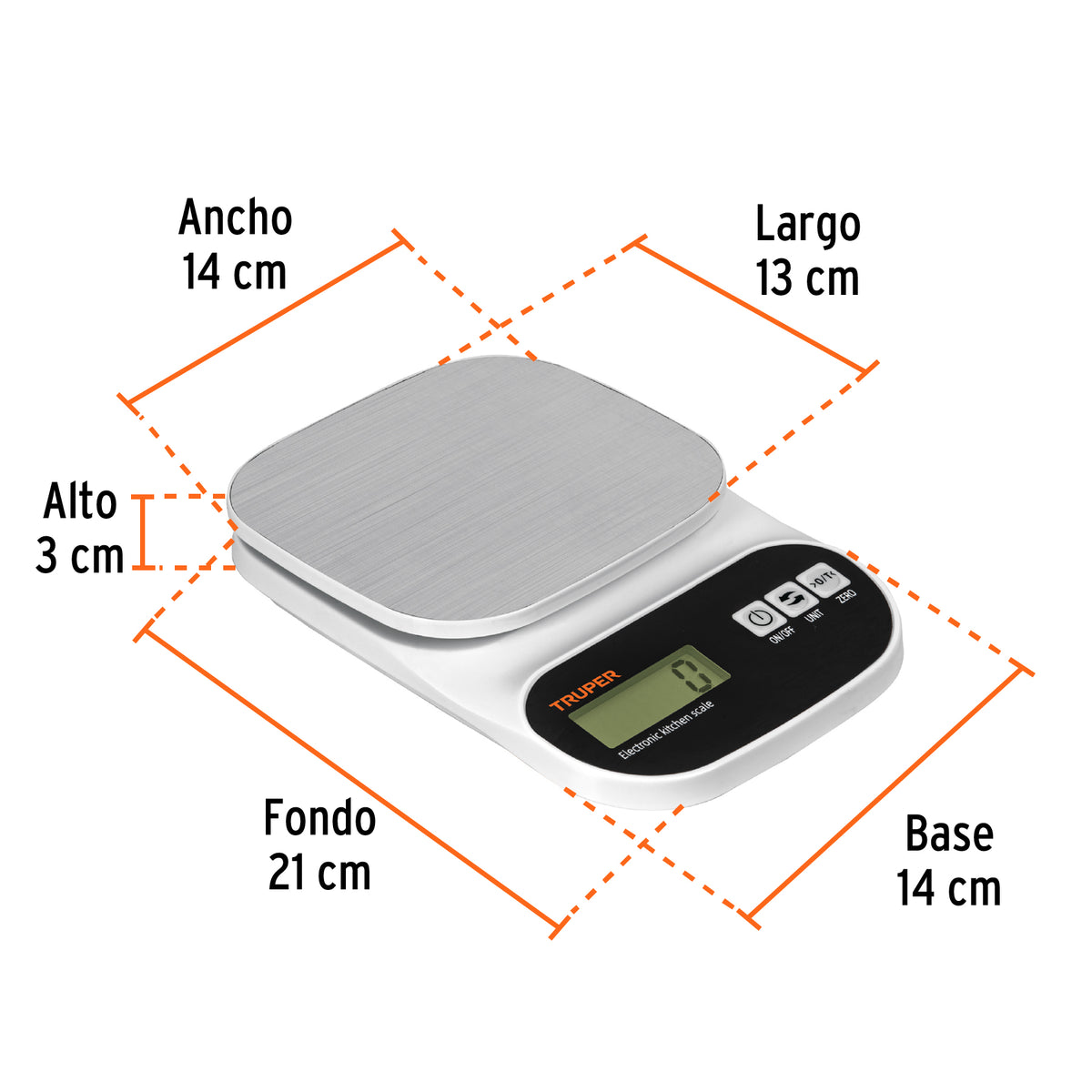 Báscula digital para cocina, plato de acero inox,5kg, TRUPER, Truper, SKU 103116 — vista 4