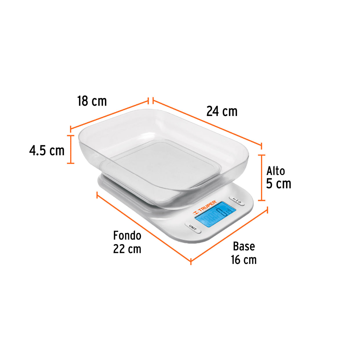 Báscula digital para cocina, con tazón, 5 kg, TRUPER, Truper, SKU 102421 — vista 3