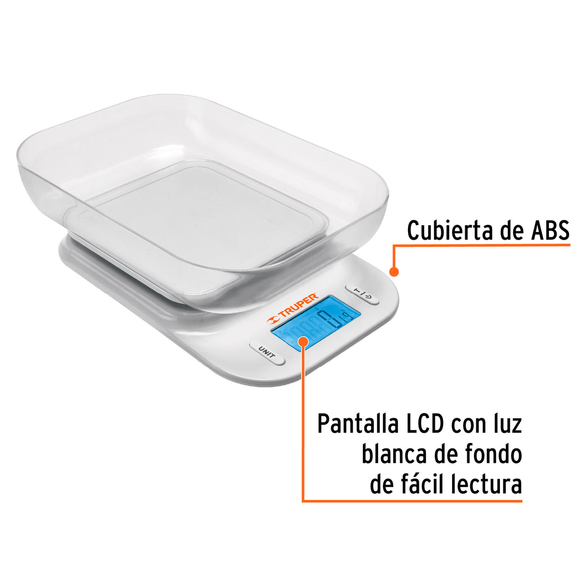 Báscula digital para cocina, con tazón, 5 kg, TRUPER, Truper, SKU 102421 — vista 4