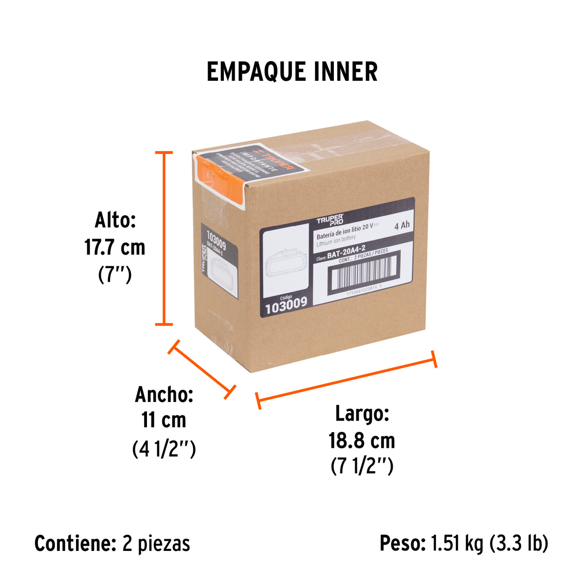 Batería ion litio, 20V, 4 Ah, TRUPER PRO, Truper, SKU 103009 — vista 6