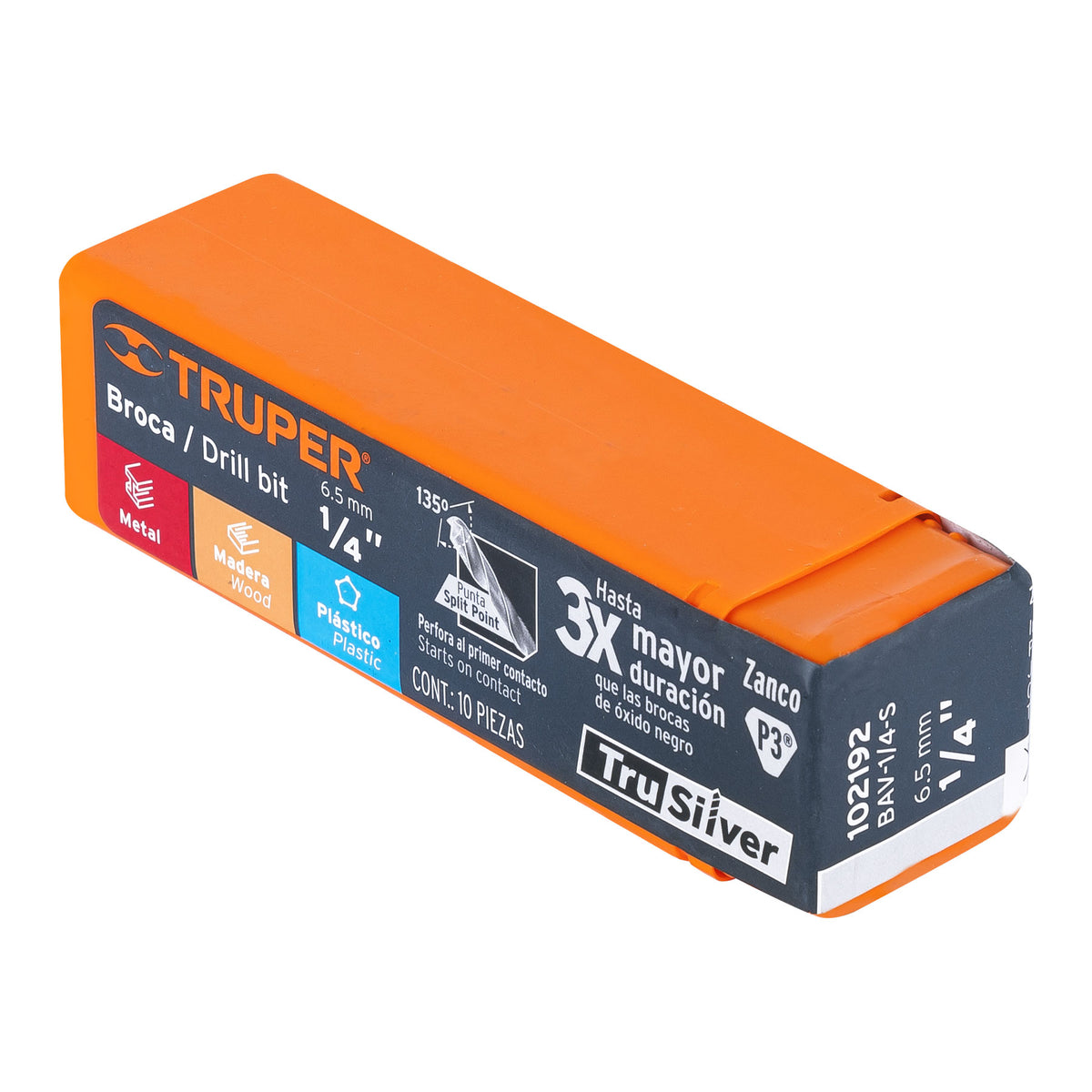 Broca HSS 1/4' Trusilver para metal, TRUPER — foto oficial 2