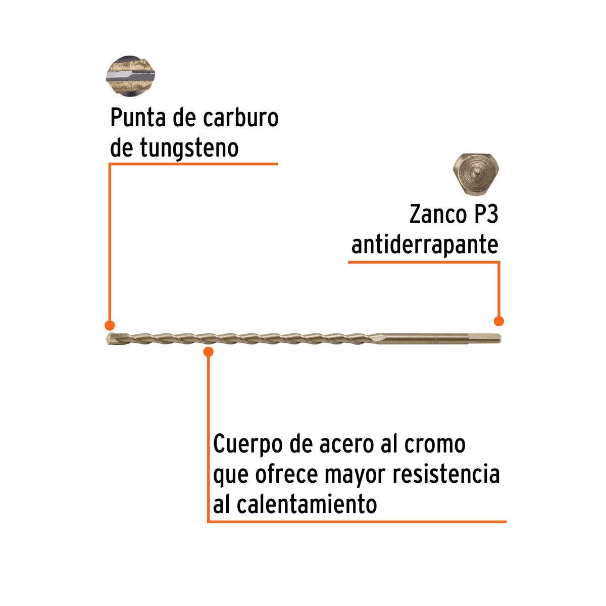 Broca para concreto 10 x 300 mm, TRUPER, Truper, SKU 102350 — vista 3