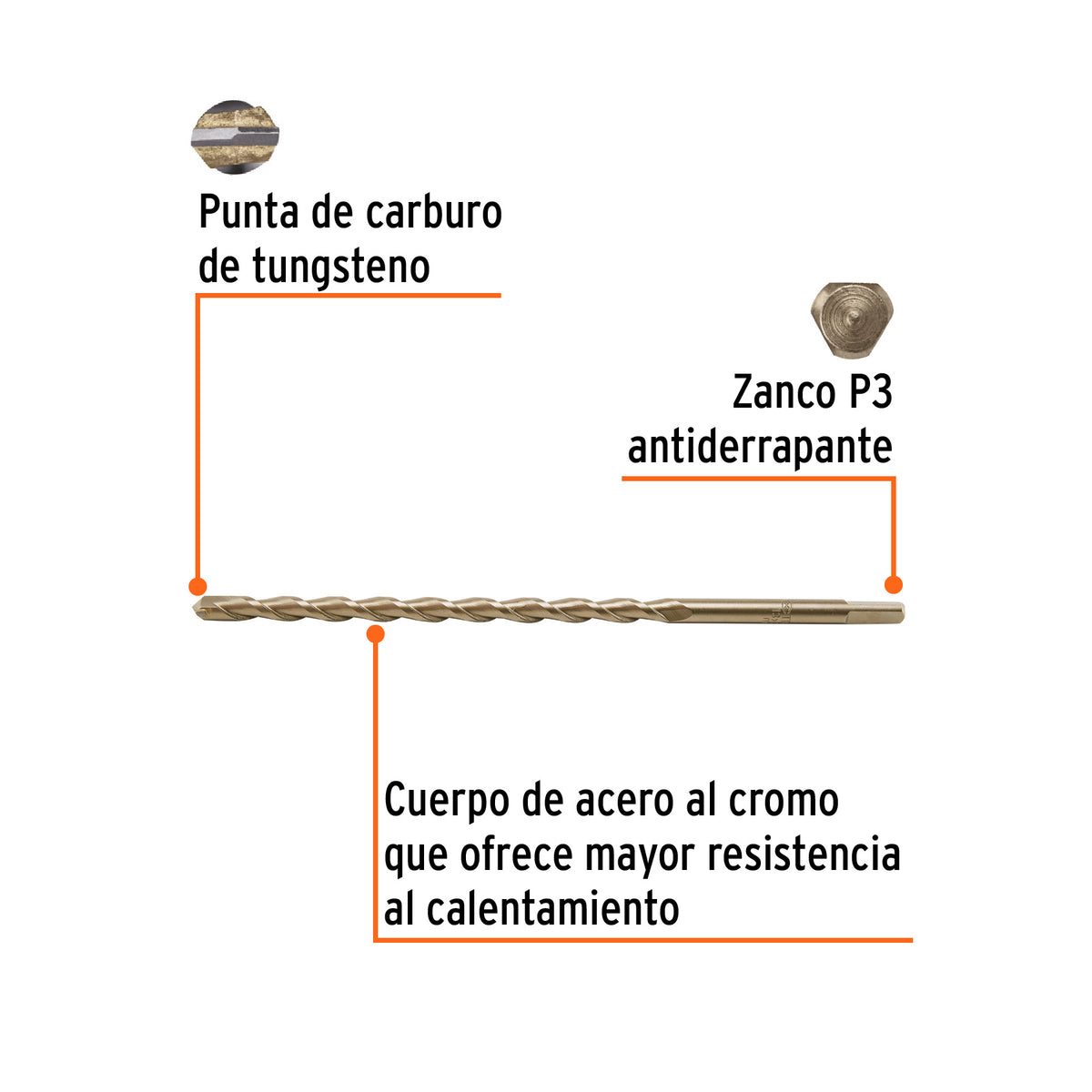 Broca para concreto 13 x 300 mm, TRUPER, Truper, SKU 102352 — vista 3