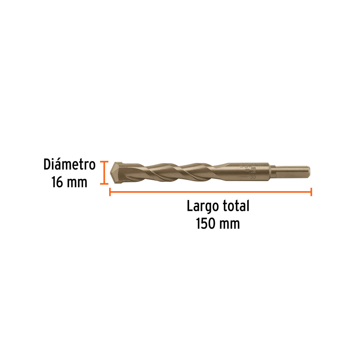 Broca para concreto 16 x 150 mm, TRUPER, Truper, SKU 102353 — vista 4