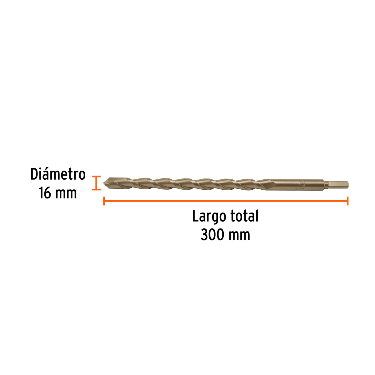 Broca para concreto 16 x 300 mm, TRUPER, Truper, SKU 102354 — vista 4