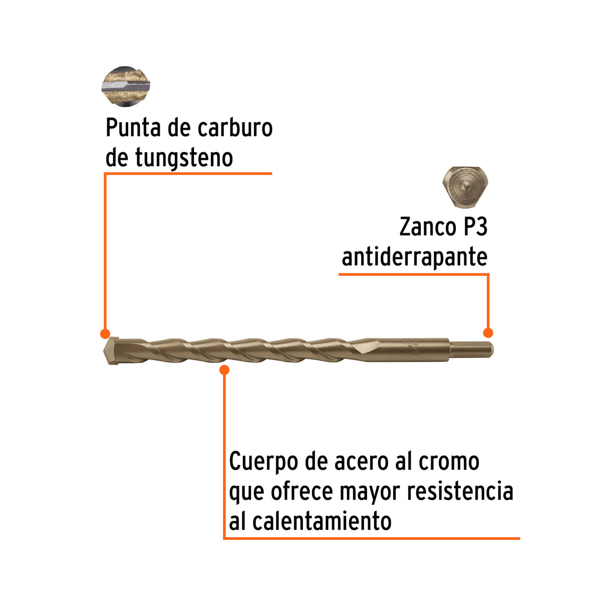 Broca para concreto 19 x 300 mm, TRUPER, Truper, SKU 102356 — vista 3