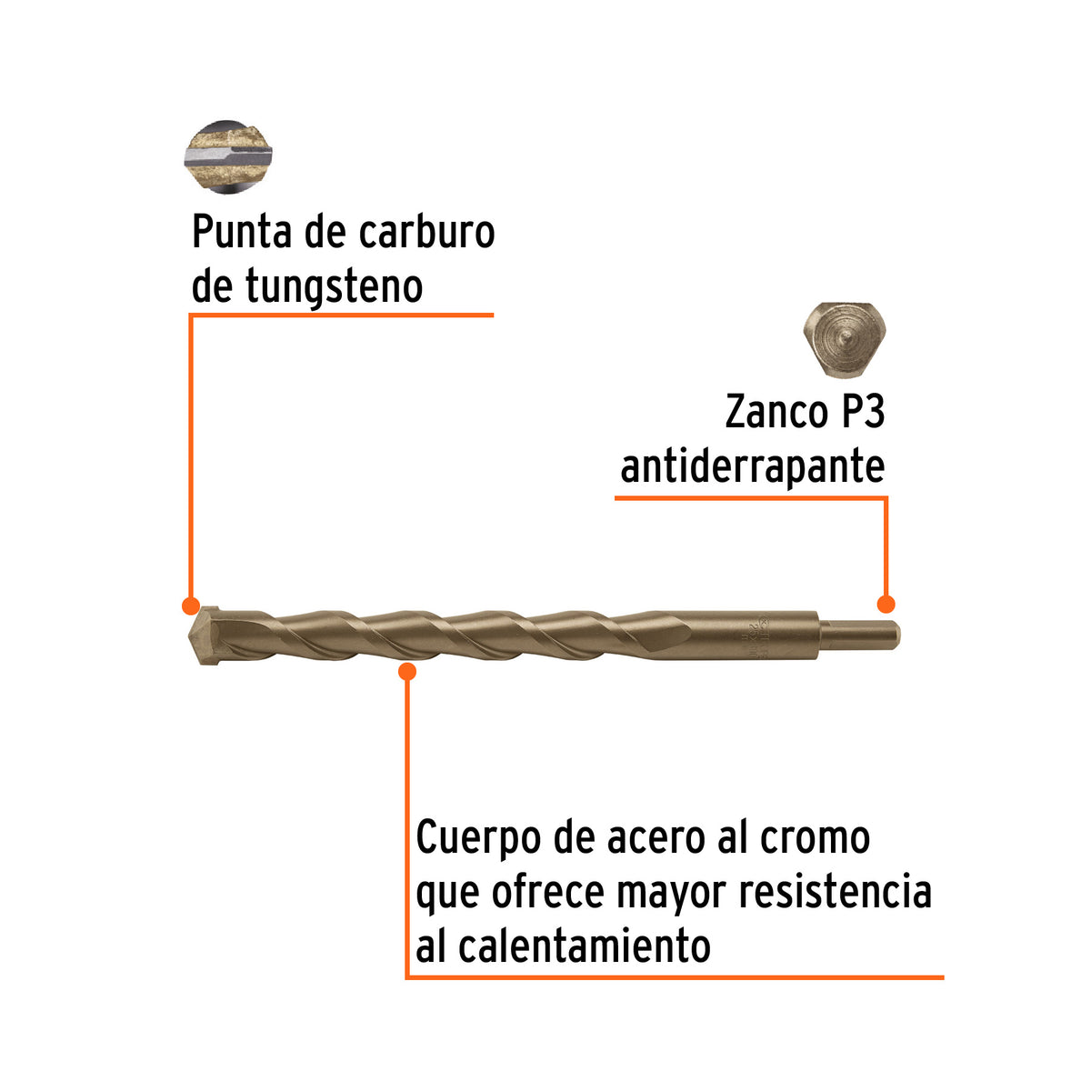 Broca para concreto 25 x 300 mm, TRUPER, Truper, SKU 102360 — vista 3