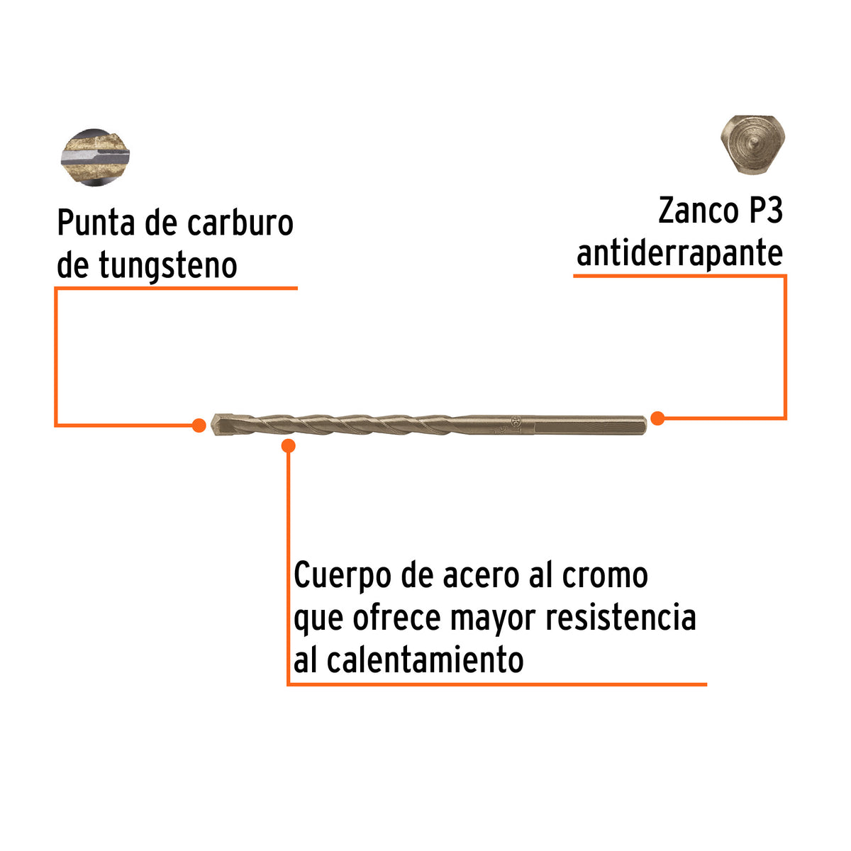 Broca para concreto 5 x 100 mm, TRUPER, Truper, SKU 102340 — vista 3