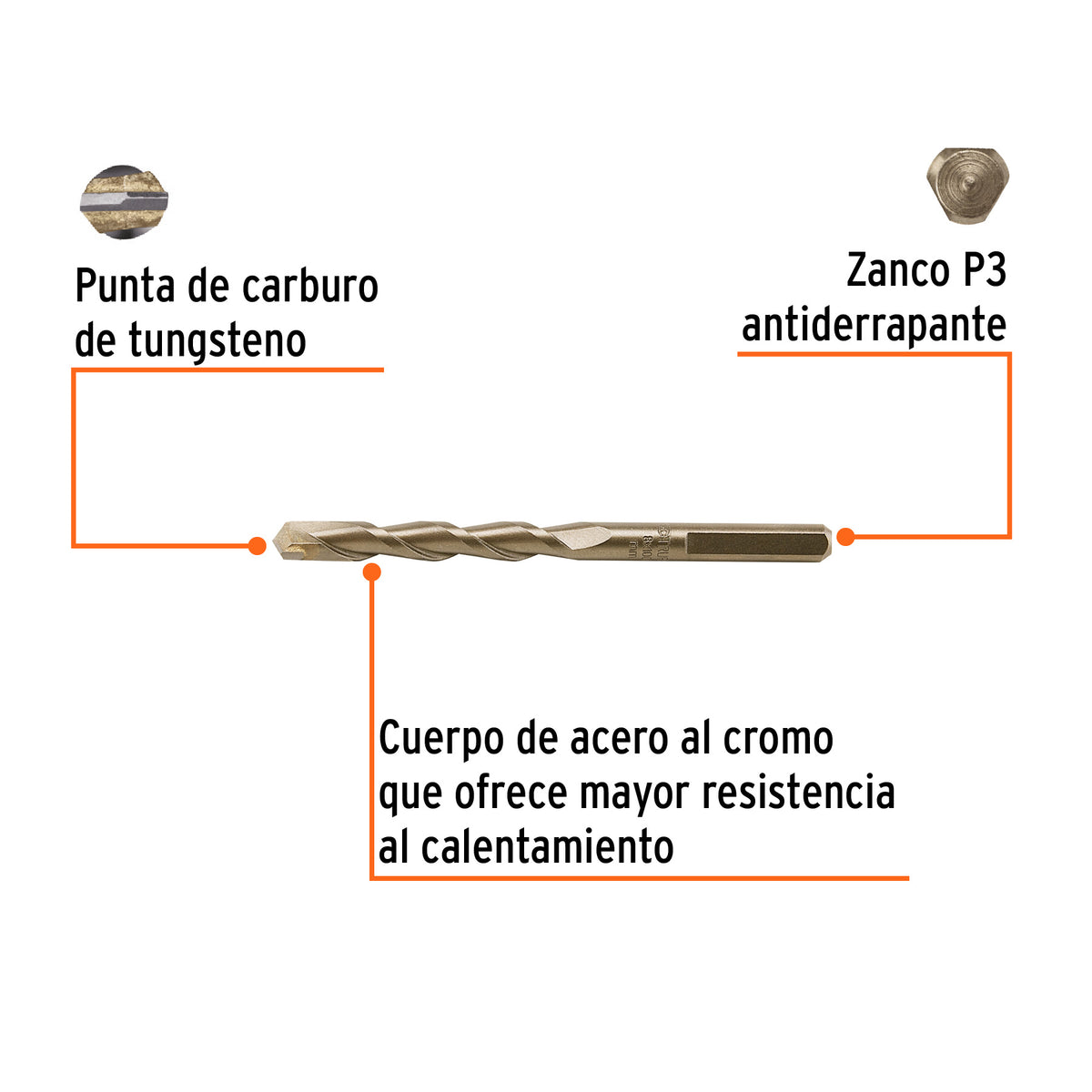Broca para concreto 8 x 100 mm, TRUPER, Truper, SKU 102345 — vista 3