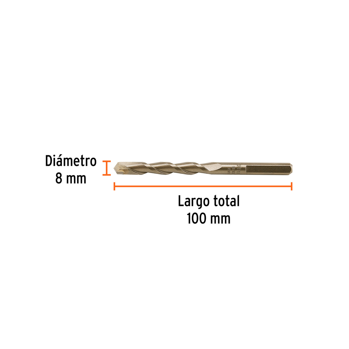 Broca para concreto 8 x 100 mm, TRUPER, Truper, SKU 102345 — vista 4