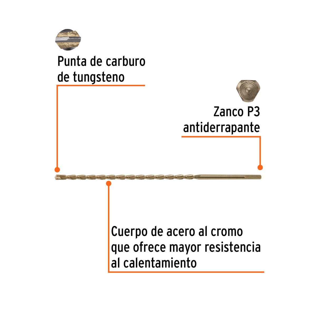 Broca para concreto 8 x 300 mm, TRUPER, Truper, SKU 102347 — vista 3