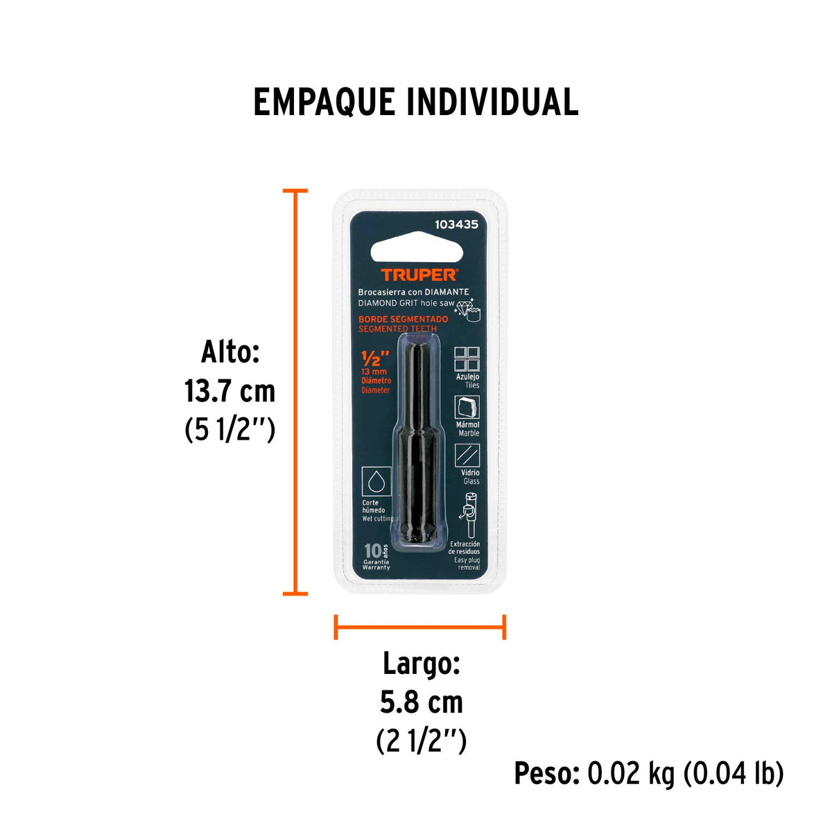Broca diamantada 1/2' (13 mm), TRUPER, Truper, SKU 103435 — vista 5
