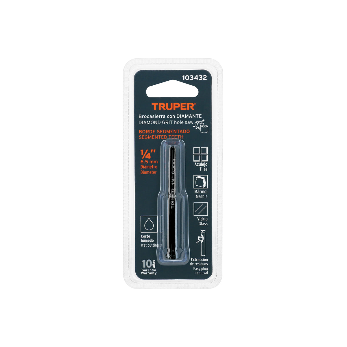 Broca diamantada 1/4' (6 mm), TRUPER — foto oficial 2
