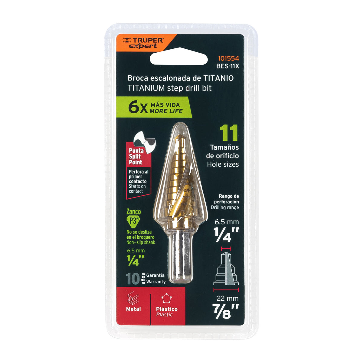 Broca escalonada titanio 11 escalones 1/4' a 7/8', EXPERT, Expert, SKU 101554 — vista 2