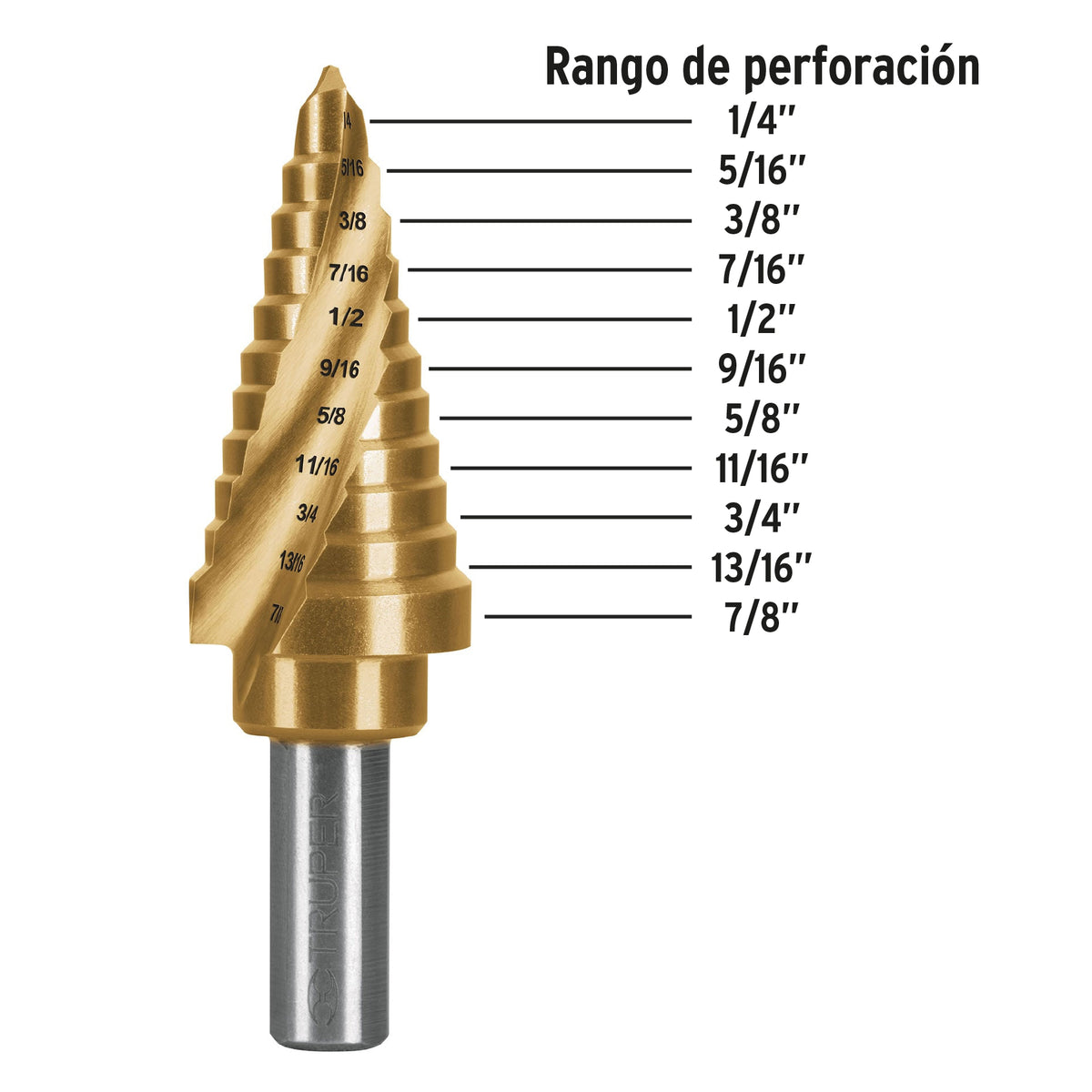 Broca escalonada titanio 11 escalones 1/4' a 7/8', EXPERT, Expert, SKU 101554 — vista 3