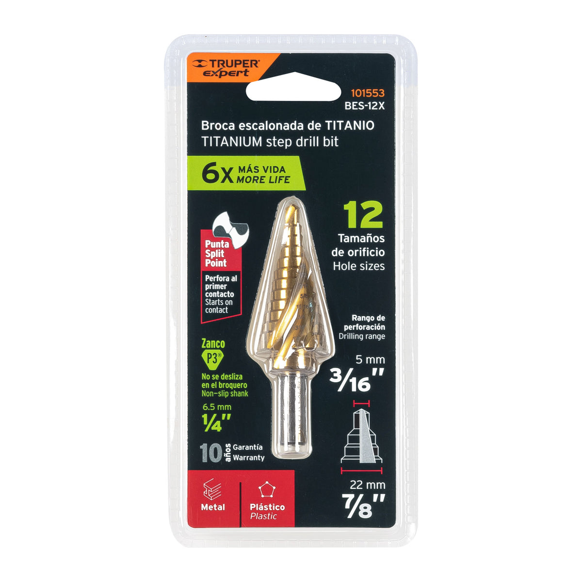 Broca escalonada titanio 12 escalones 3/16' a 7/8', EXPERT, Expert, SKU 101553 — vista 2