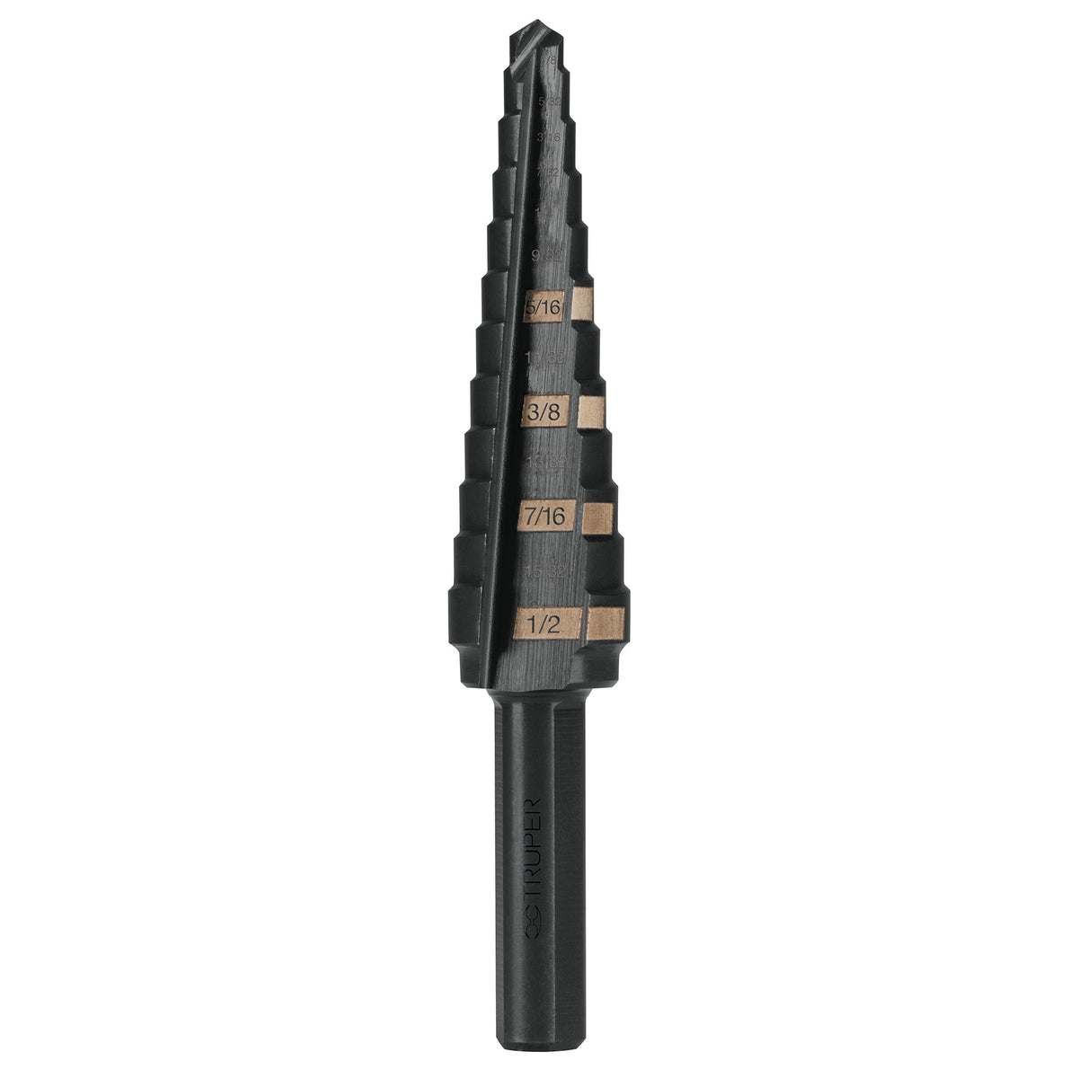 Broca escalonada óxido negro 13 escalones 1/8' a 1/2', Truper — foto oficial 1