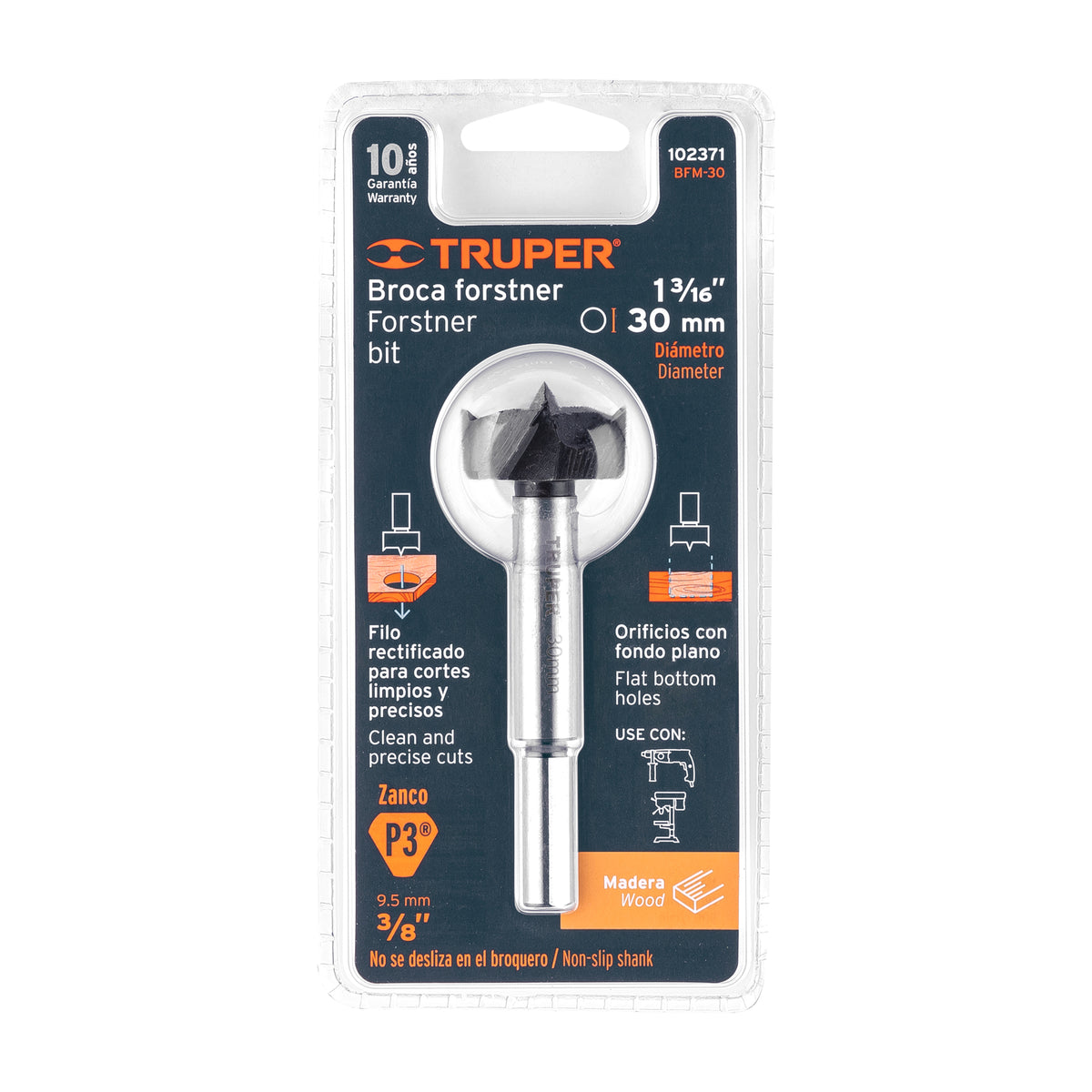 Broca forstner 30 mm para madera, TRUPER — foto oficial 2
