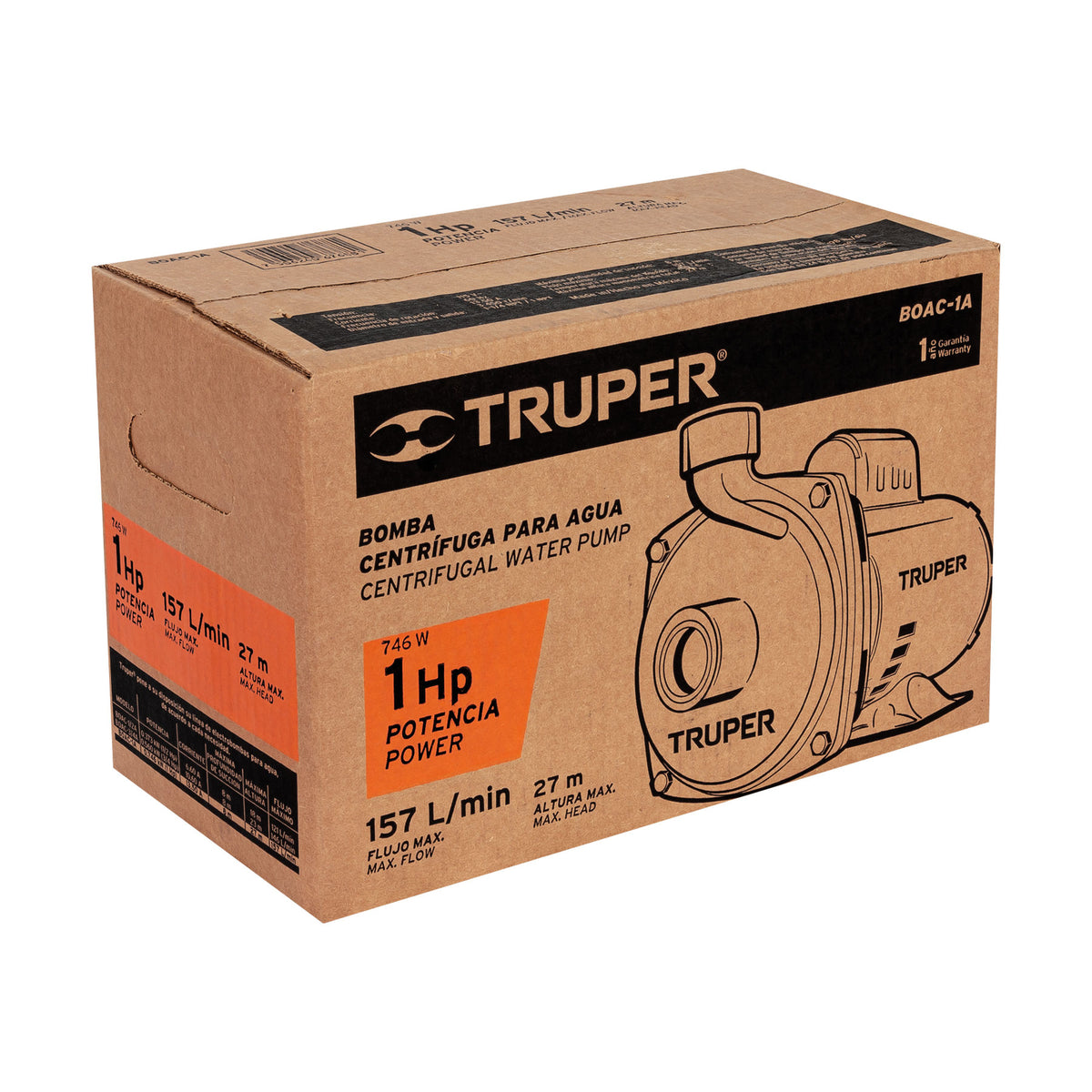 Bomba centrífuga para agua, 1 HP, TRUPER, Truper, SKU 100430 — vista 2
