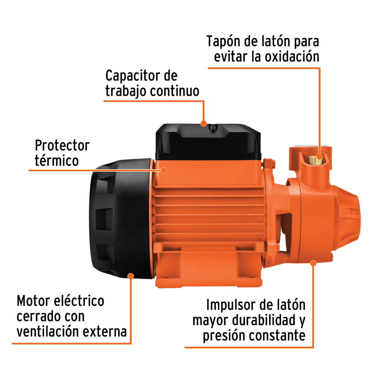 Bomba periférica 1HP, altura máx 70m, uso agrícola, EXPERT, Expert, SKU 10070 — vista 3